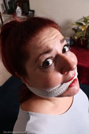 Lovely BBW redhead for not doing chores gets tied up in the living room