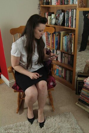 Innocent librarian with chubby body gets tied up to chair by mysterious guy