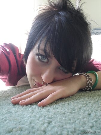 Student with a nose ring is so hot that she goes mad about her own body