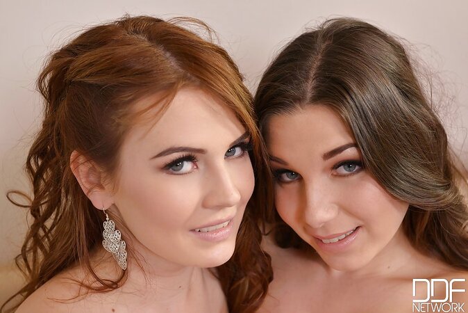 New strapon makes dazzling redhead and her GF in the mood for lesbian sex