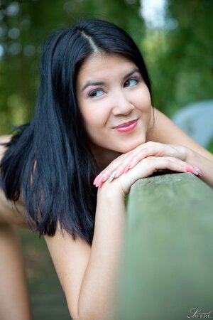 Slim Euro brunette loves walking naked along quiet places in the fresh air