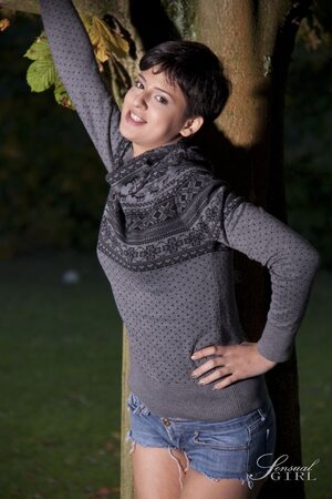 Modest teen during walk in the forest finds perfect spot to take off clothes