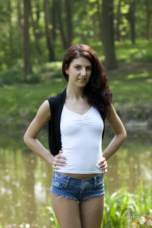 Black jacket is the only thing that the adult model wears in the fresh air