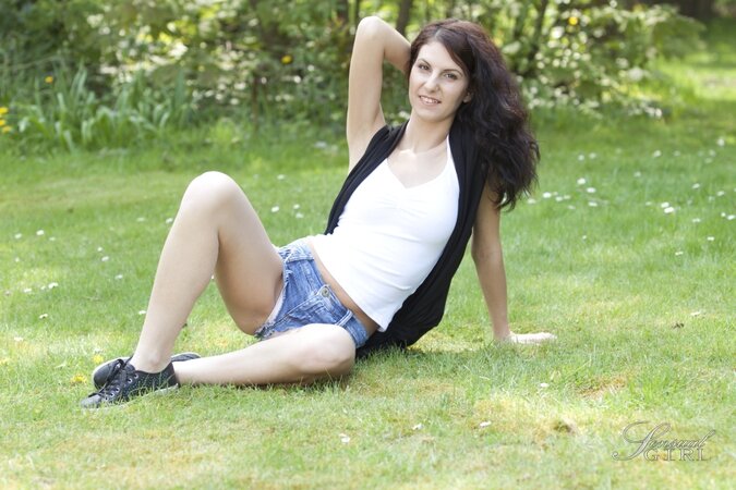 Black jacket is the only thing that the adult model wears in the fresh air