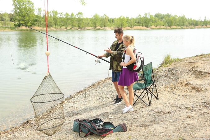Boy took slut fishing but all girl wanted was getting it on in the fresh air