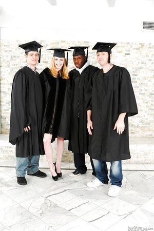 Valedictorian with pretty figure slowly strips while classmates get ready for sex