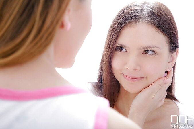Girl touches bestie neck thus turning her on planning to fuck together