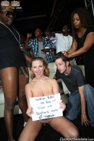 Insatiable white wife can't get enough of several black dicks in the club