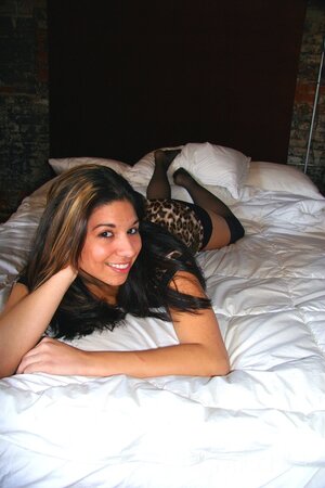 Tasty-looking amateur chick removes dress and bra to tease with her slim body