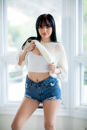Girl with straight black hair is nailed in the shower and gets jizz on tushy
