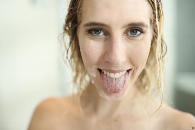 Sexy teen is fucked by black man who has big cock in the shower cabin