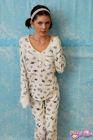 Teen wears a pajama and guys can only fantasize what is hidden beneath