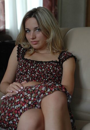 Attractive blonde is going to play with her cute pussy after a glass of wine