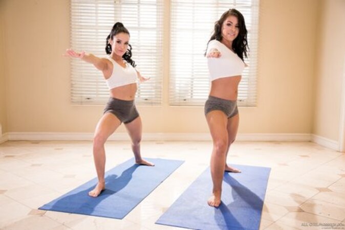 Workout turns into hot lesbian intercourse with pussy licking and scissoring
