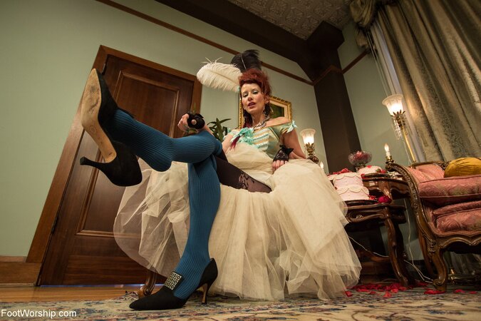 Hot mistress and her slutty maid tease each other with their cute feet