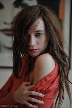 Sensitive brunette girl enjoys herself while revealing underwear by the window