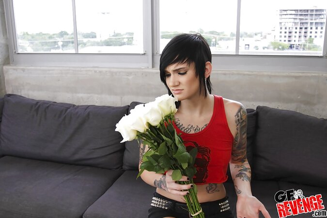 Tattooed nympho is happy to undress and show her luscious naked body