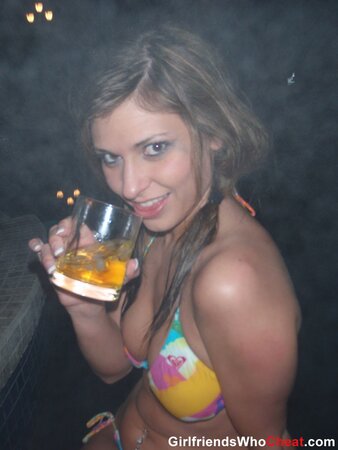 Lovely sweetie is ready to undress after drinking a couple of cocktails