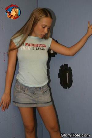 Interracial gloryhole session of the naughty white gal and black stud