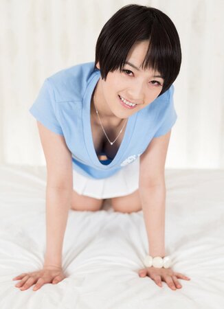 Flirty Japanese colleen Ai Mukai reveals pink pussy before rubbing BF’s dick