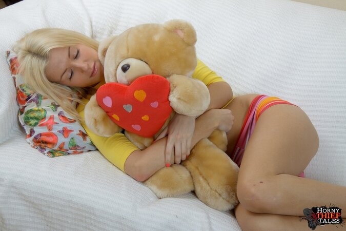 Lovely blond doll gets banged by two horny robbers till messy facial