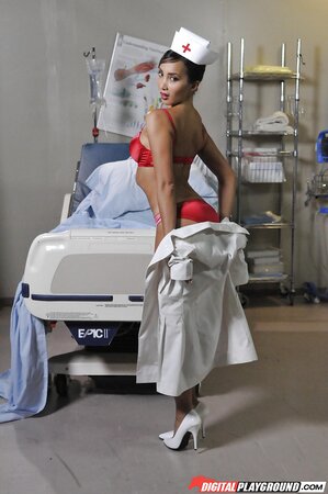 Dirty-minded Asian nurse will be glad to treat a patient with tight pussy