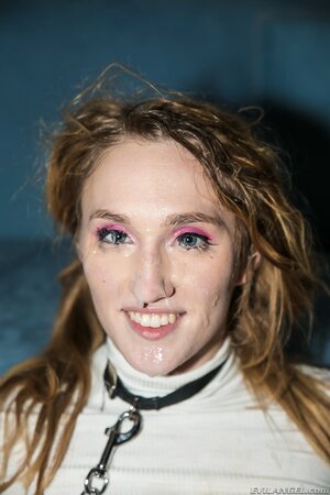 Teen girl with small nipples on tiny boobs wears some slutty clothes