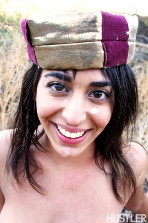 Swanky young gypsy sucks and rides hubby's dick till facial in the field