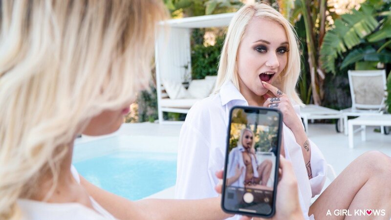 Poolside pleasure session showing two horny lezzies in HQ