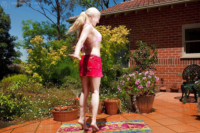 Adorable blondie is teasing outside to get you all horned up