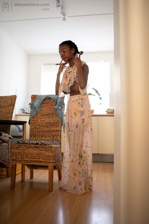 Black girl with natural breasts is here to show her body