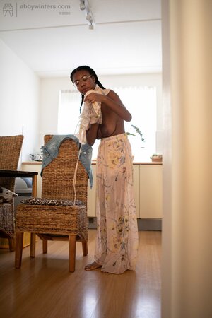 Black girl with natural breasts is here to show her body