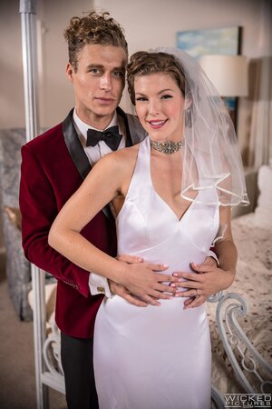 Bride gets pounded before getting banged even harder on a bed