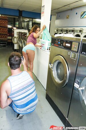 Petite laundry girl is here to really get screwed in public
