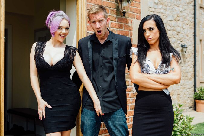 Jasmine James and Skyler Mckay having a foursome with two big cocks