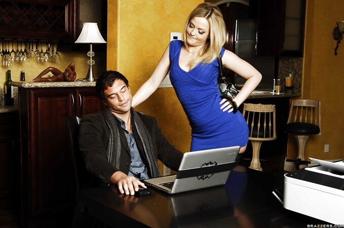 Alexis Texas wearing stockings to try and take his mind off things