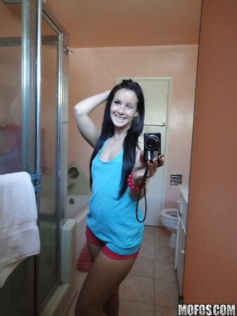 Brunette girl is sure that her naked pictures will boost boyfriend's mood