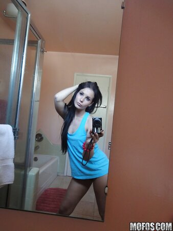 Brunette girl is sure that her naked pictures will boost boyfriend's mood