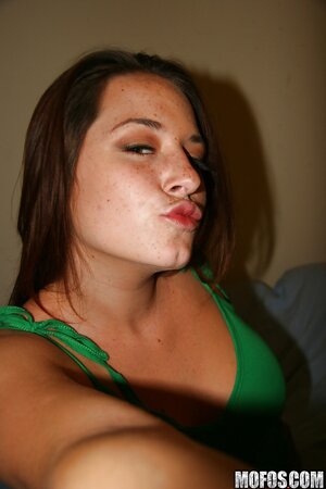 Girlfriend takes sweet pics on her nude natural tits and pussy with cute haircut