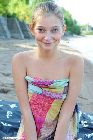 A gorgeous chick with blue eyes and innocent smile is here for you