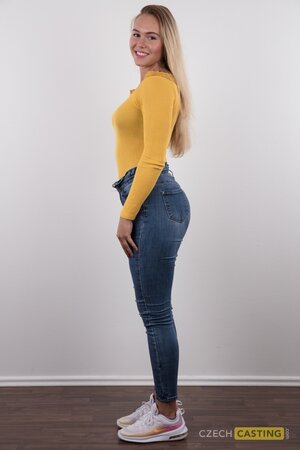 This not so frail teen lady with amazing curves shows off her bod