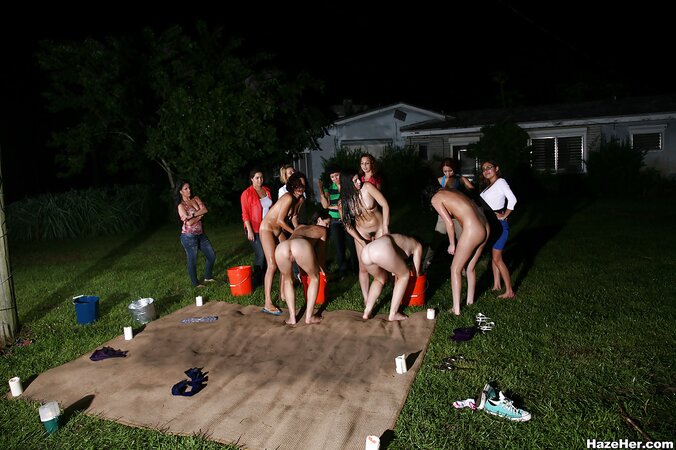 Big-titted lesbian sorority girls have fun in the outdoors