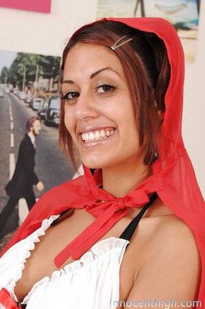 Latina Red Riding Hood spreads pussy lips while grandma is not at home
