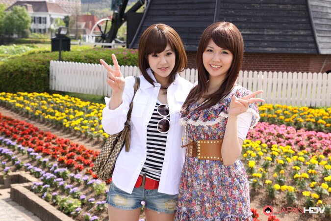 Girl from the country of the rising Sun walk the streets with naked legs