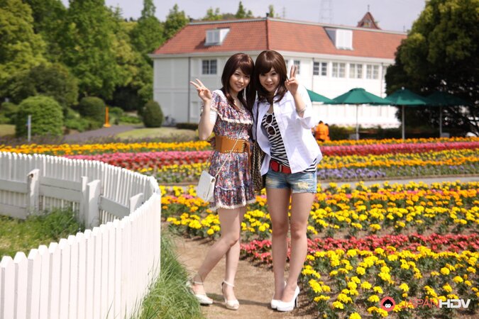 Girl from the country of the rising Sun walk the streets with naked legs