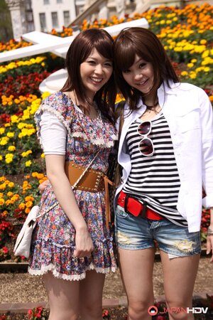 Girl from the country of the rising Sun walk the streets with naked legs