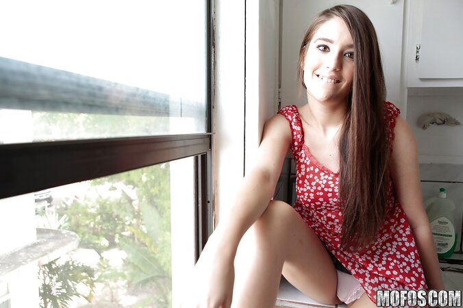 Slender young model Zarena Summer flashes beautiful breasts at home