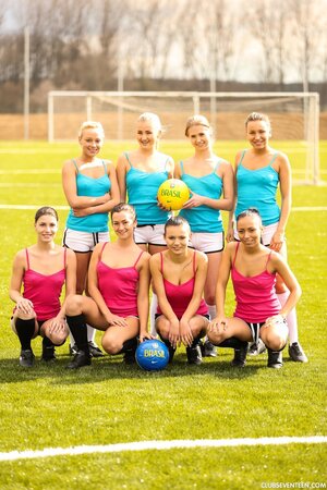 Italian women are playing soccer and stripping naked after