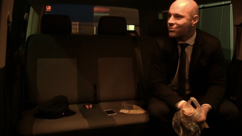 Brunette from Europe is going to fuck her bald-headed driver