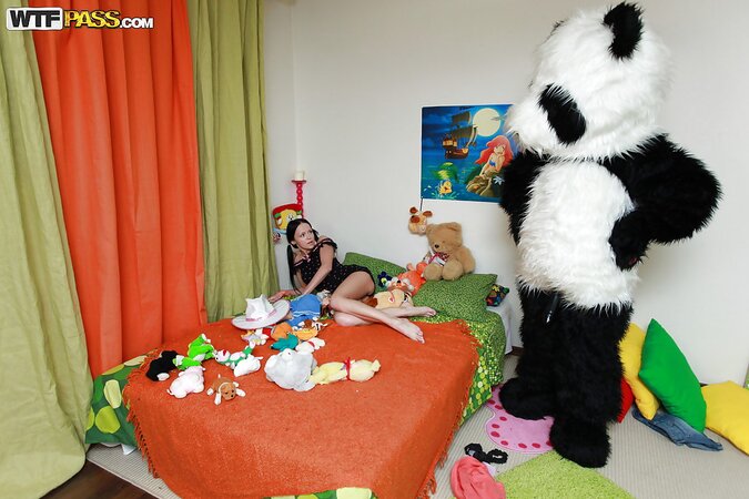 Petite sweetie hardcore fun with panda toy